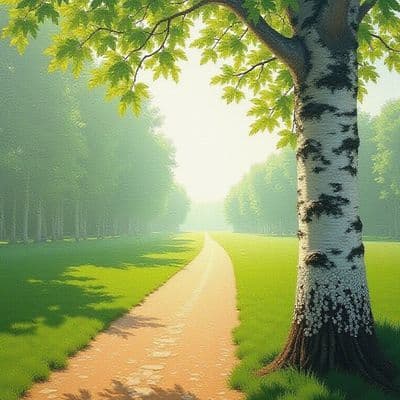 ✏  A ray of sunshine breaks through the green landscape, disappearing into the v