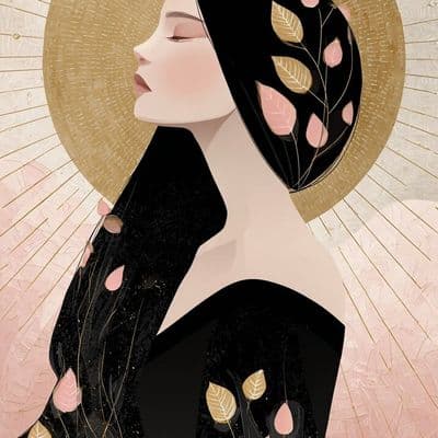 ✏  young Asian woman with very long black hair with pink and gold streaks, hair 
