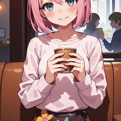 ✏  <lora:180891:1>, fca_style, 1girl, (cafe window seat:1.2), girl with pastel p