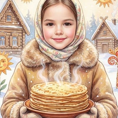 Винтажная открытка с парой к Масленице