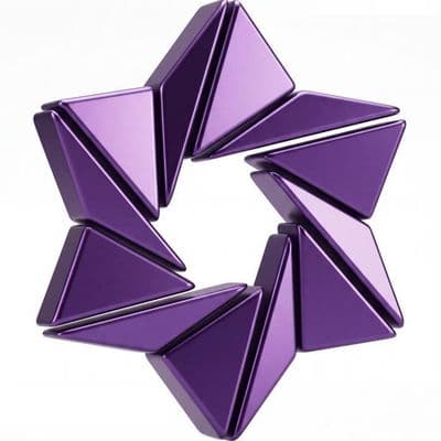 3D-логотип из цветного металла на белом фоне с мягким светом