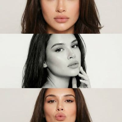 Фотореалистичный коллаж с тремя портретами одной модели