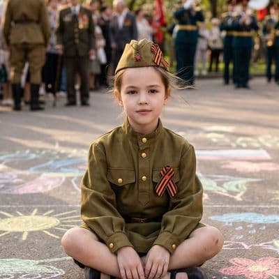 Портрет ребёнка в советской форме ко Дню Победы