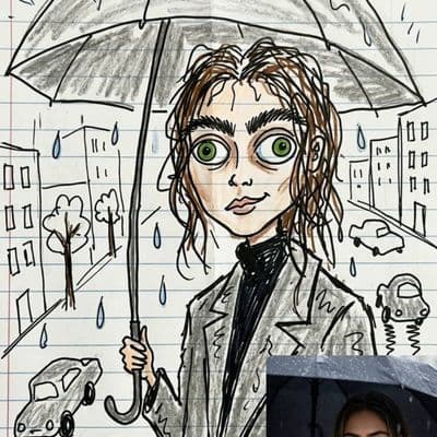 Карикатурный детский рисунок по фото с неаккуратным фоном