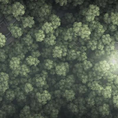 an opening in the woodlands : : high angle shot fr...