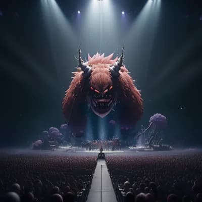 a wholesome animation key shot of a band behemoth ...