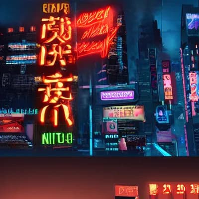 cyberpunk futuristic tempura food, night, japanese...