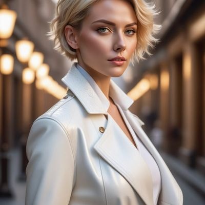 ✏  photo of strong business woman, stately posture, with blo