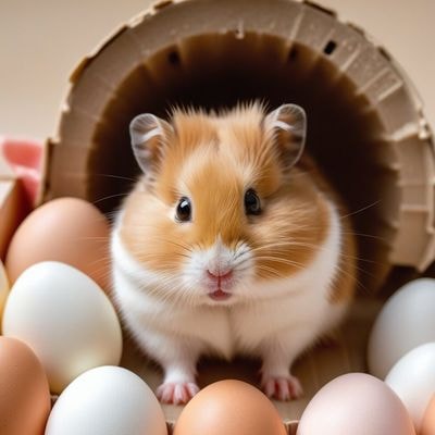 ✏  A little hamster with a surprised expression on its face 