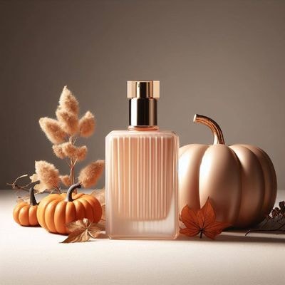 Флакон духов с декоративными тыквами