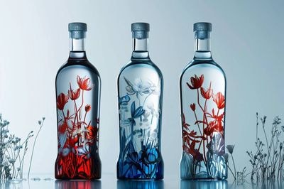 Три дизайнерские бутылки напитка