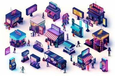 Изометрические игровые элементы в low-poly