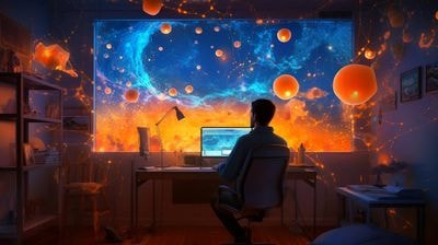 Художник создаёт изображения за компьютером