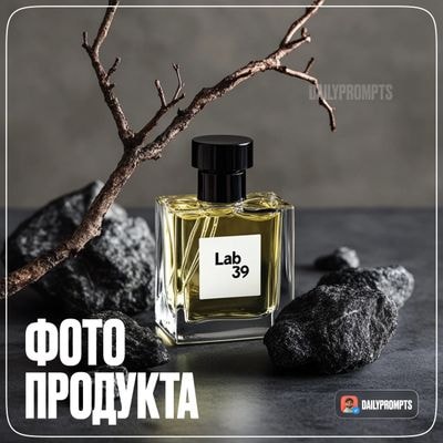 Флакон духов среди чёрных камней