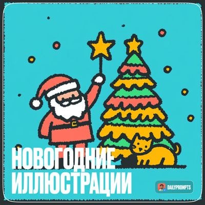 Новогодние иллюстрации с Санта Клаусом и детьми