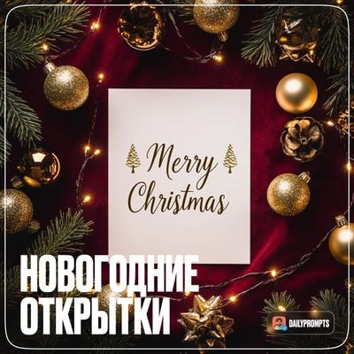 Новогодний фон с поздравительной открыткой и праздничным декором