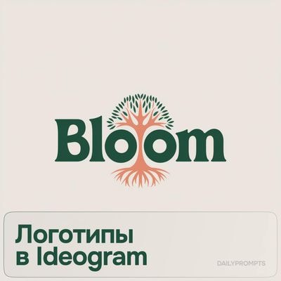 Логотип BLOOM с деревом и красными корнями
