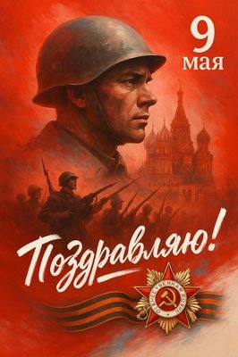 Поздравительный баннер к 9 мая в советском стиле