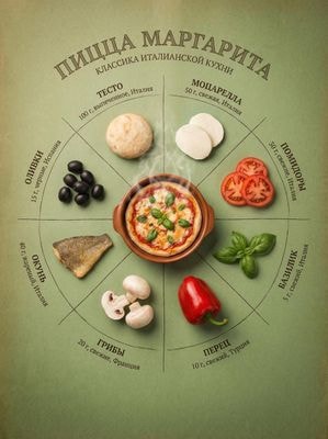 Круговая схема ингредиентов пиццы