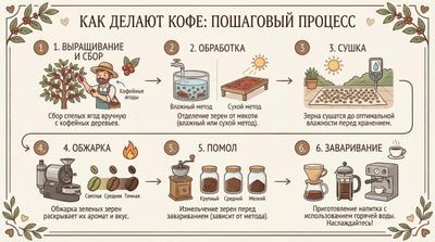 Как делают кофе: пошаговая иллюстрация