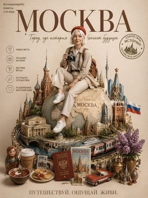 Туристический постер Москвы со своим фото