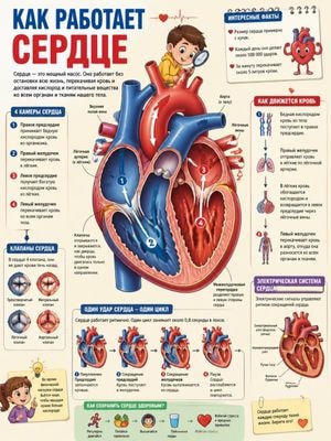 Образовательная иллюстрация сердца в разрезе
