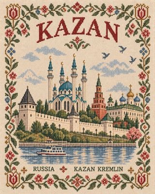 Винтажная вышивка Казани крестиком