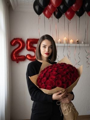 Домашняя вечеринка ко дню рождения с букетом и шарами