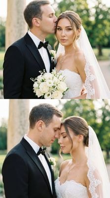 Фотореалистичный свадебный коллаж на фоне сада