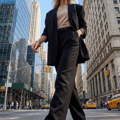 Create a hyperrealistic high-resolution fashion photo with an expressive low ang