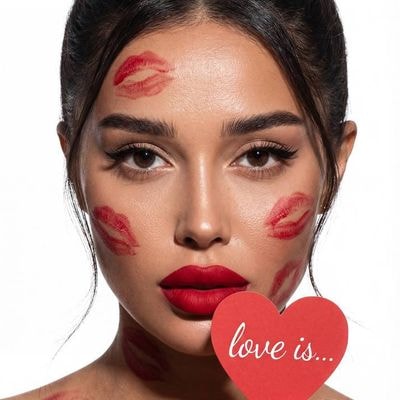 Model with photo reference. Model with neatly gathered hair in a careless bun, a