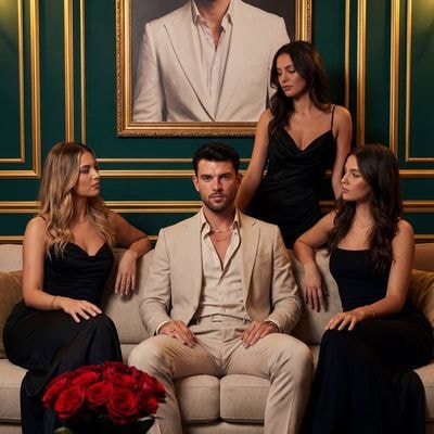 The male model is strictly from the photo reference. Completely preserve the fac