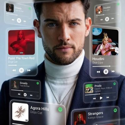 Кинематографический AR-портрет с плавающими музыкальными карточками