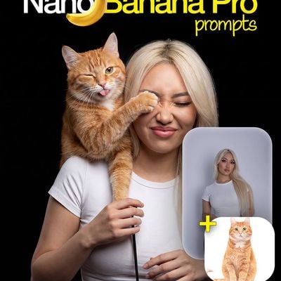 Портрет с котом на плече, закрывающим глаза лапами