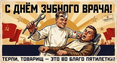 Советский плакат к дню зубного врача
