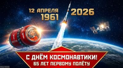 Праздничный баннер к 65-летию Дня Космонавтики