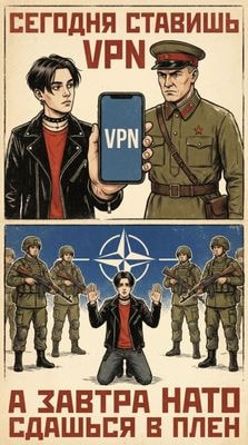 Двухчастная советская карикатура про VPN и НАТО