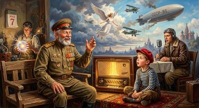Масляная живопись 7 мая с ветераном и мальчиком