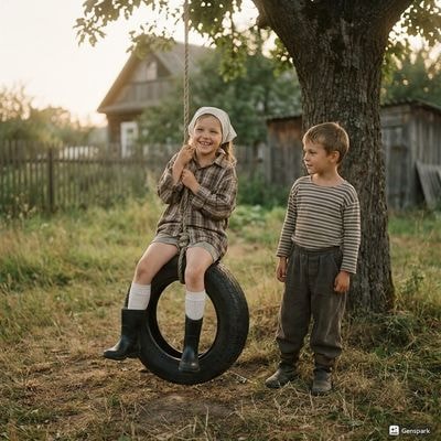 Дети в деревне у бабушки в конце СССР