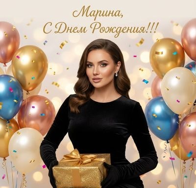 Поздравительная открытка ко дню рождения девушке Марине