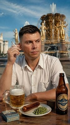Ретро-обед на ВДНХ с мужчиной и советской едой