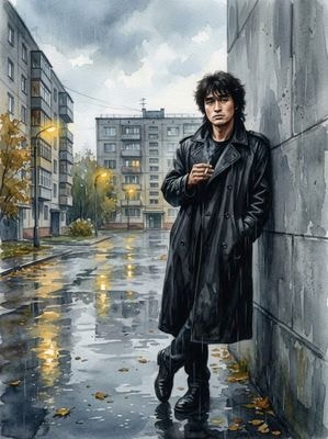 День памяти Виктора Цоя в дождливом Ленинграде