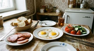 Домашний завтрак в советской кухне