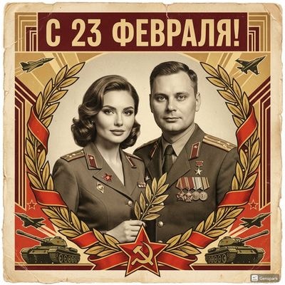 Винтажная советская открытка к 23 февраля