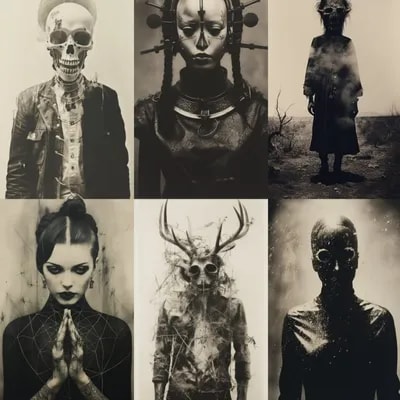 Промпт аватарка в стиле хоррор чёрно-белая