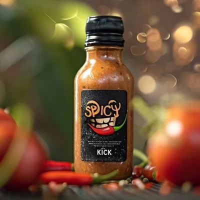 Промпт бутылки соуса с надписью