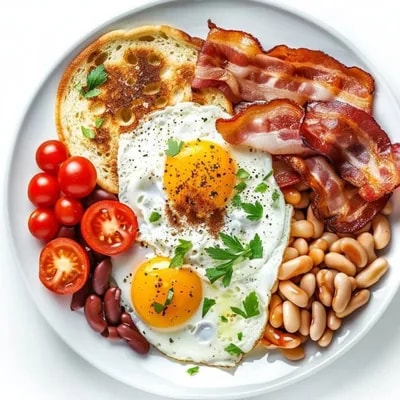 Промпт еды на белом фоне, вид сверху