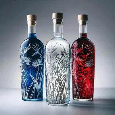 Промпт фото 3 бутылки голландской водки для рекламы