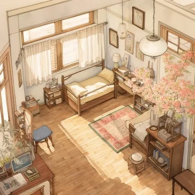 Промпт изометрических арт комнаты