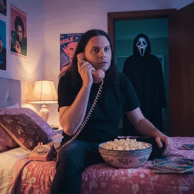 Промпт постер в стиле фильма Крик из вашего селфи